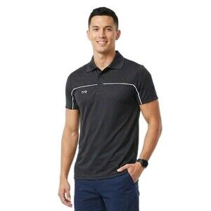 TYR Male Alliance Tech Polo Black Logo Wicking TFPOC6A Men's XS Athletic Fit